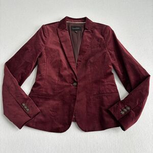 Banana Republic Velvet Blazer Jacket Women's 4 Burgundy Brown Holiday Party